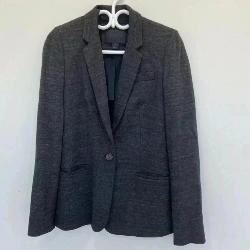J.Crew Collection Single Button Jacket in Charcoal Gray  Blazer 4